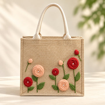 Rose Embroidery Tote DIY Kit