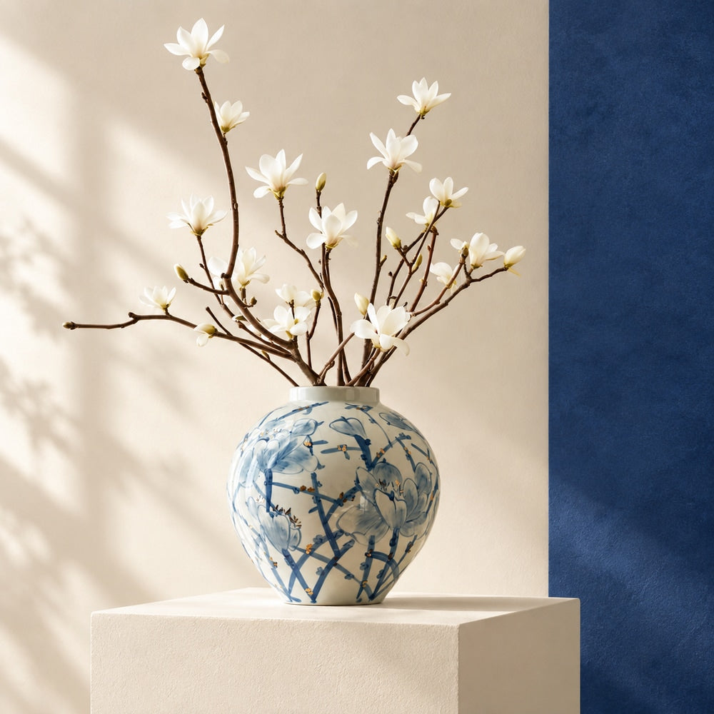 Blue Blossom Ceramic Vase