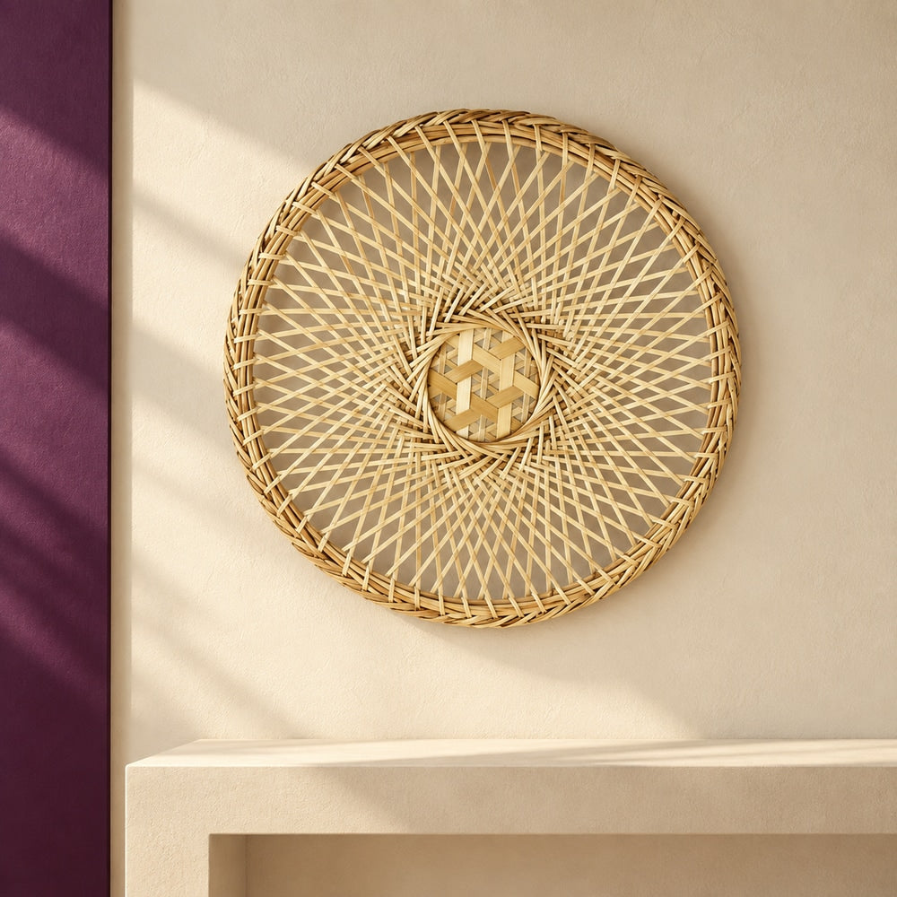 Round Woven Bamboo Wall Accent