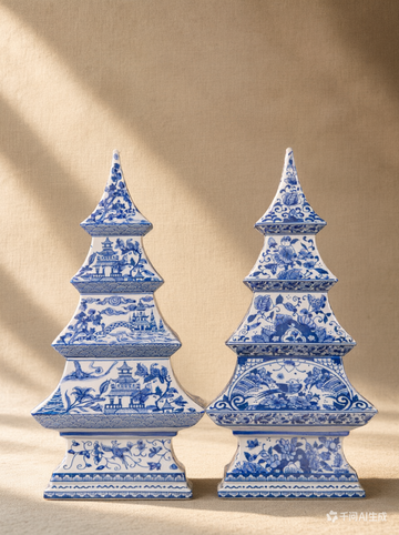 hinese Blue & White Porcelain Christmas Tree
