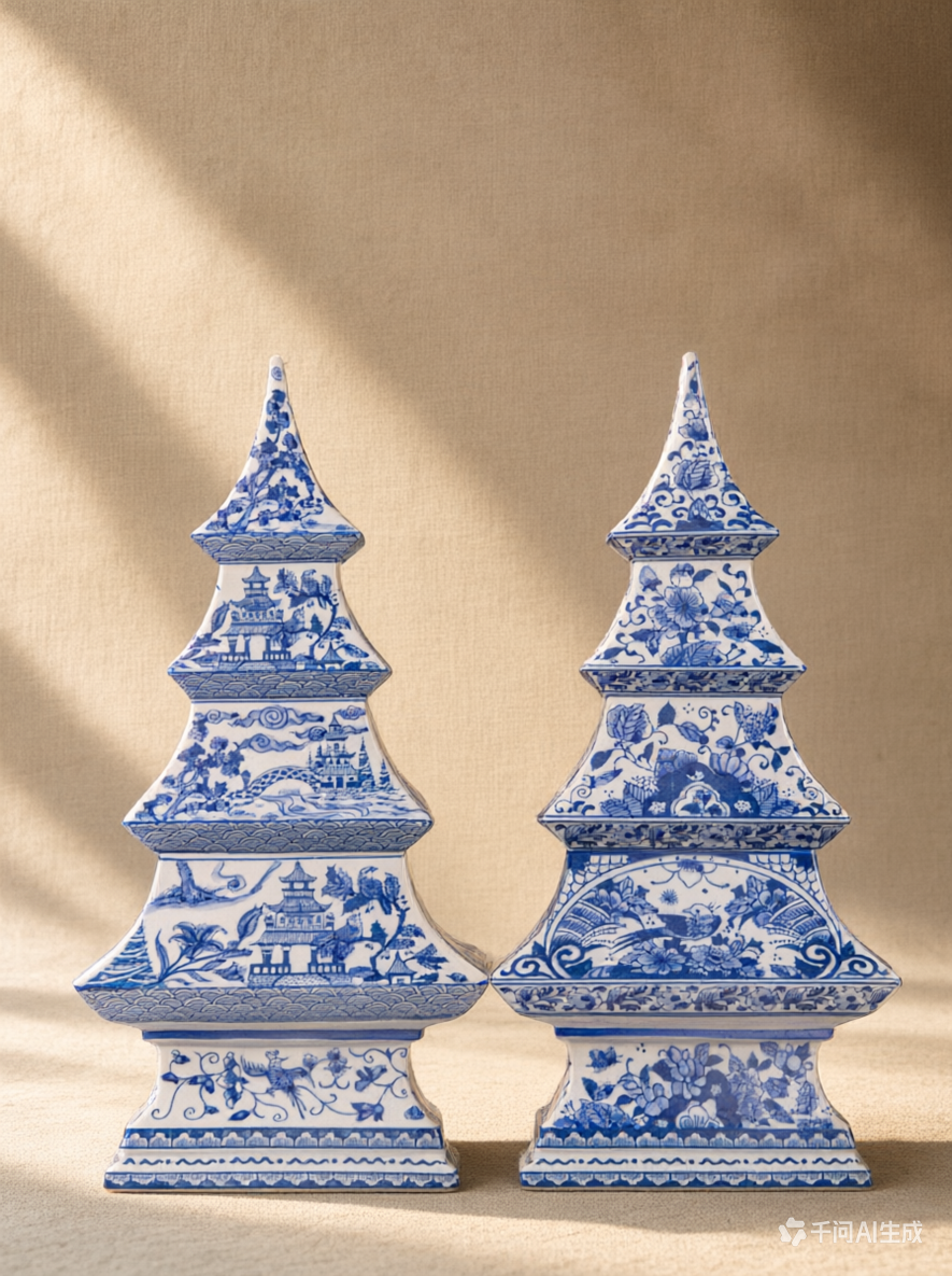 hinese Blue & White Porcelain Christmas Tree