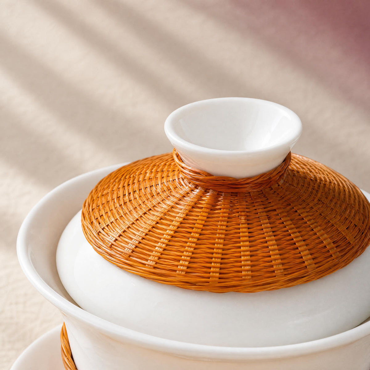 Panda Bamboo-Wrapped Porcelain Gaiwan