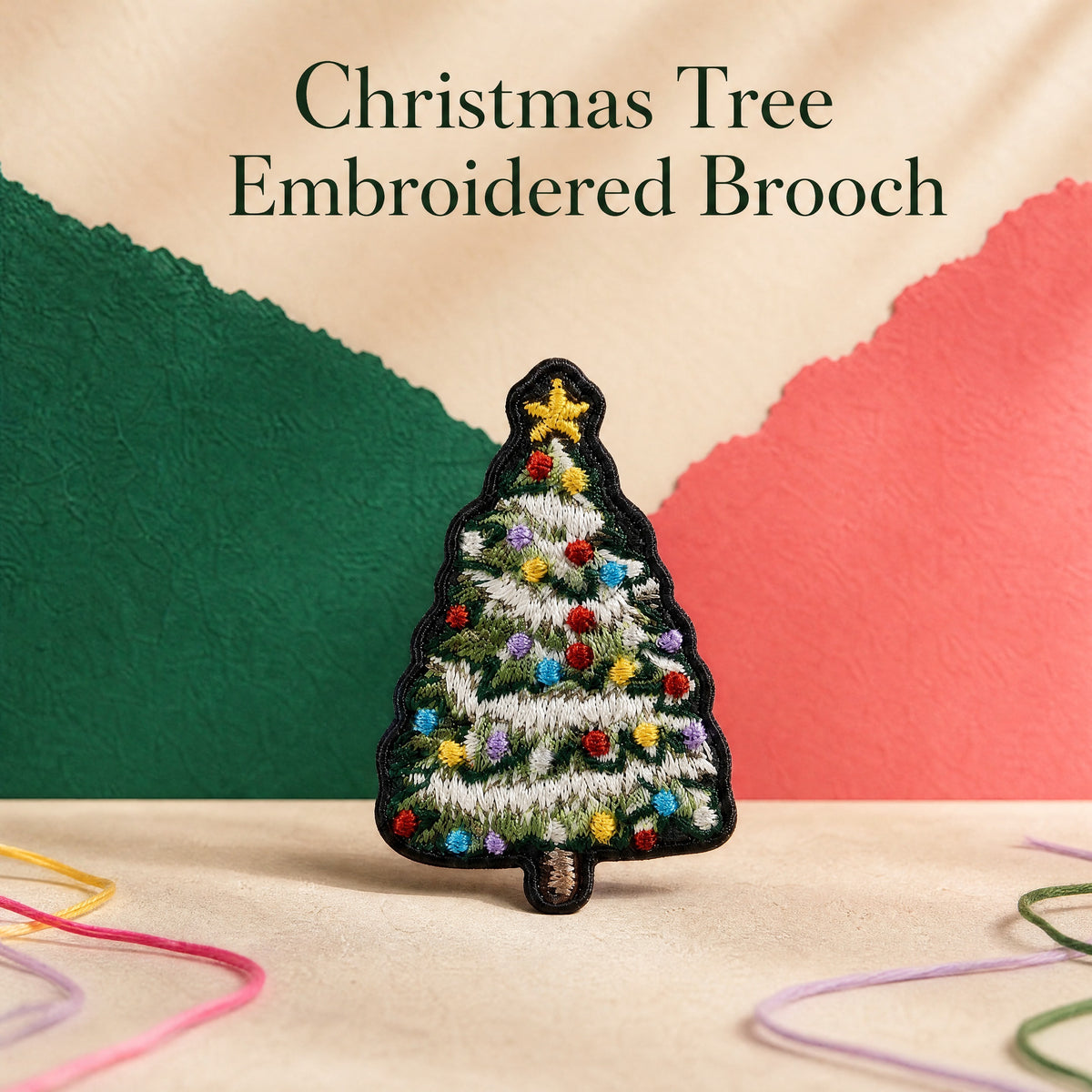 Christmas Tree Embroidered Brooch